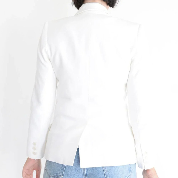 Smythe Les Vest White 33% Linen Single Button Closure Fitted Blazer 4 - Picture 3 of 13